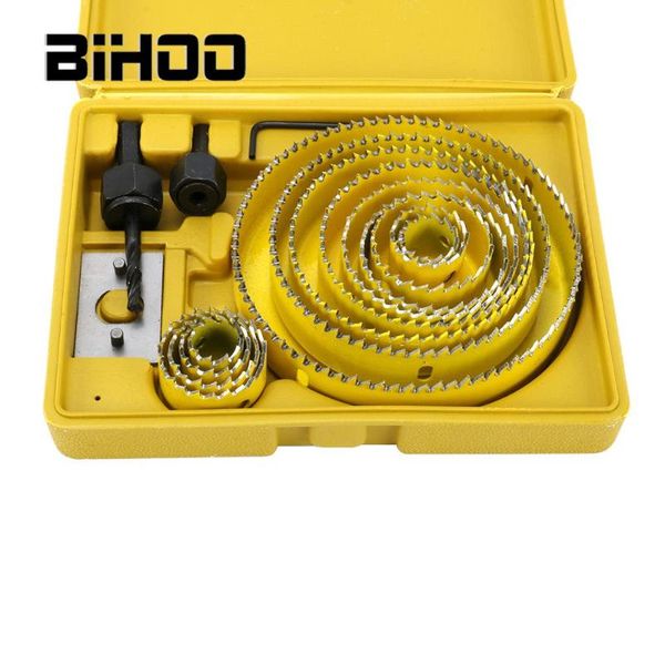 

16pcs/set woodworking hole saw cutting set kit drilling tool wood metal cutter 19-127mm mandrels saws core drill bits