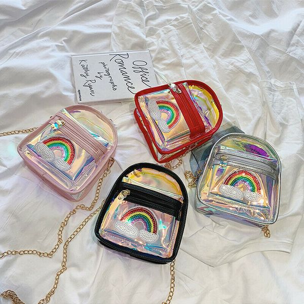 

2020 cute kid girl laser transparent clear crossbody bag travel messenger bags shoulder bag