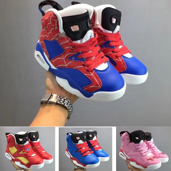 

2019 середина j6 6 детская баскетбольная обувь мальчик девочка молодежь малыш спортивные кроссовки размер 28-35, Black