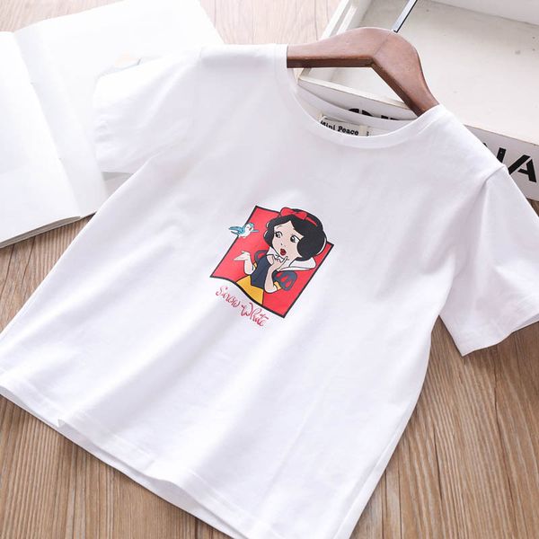 

2020 summer girl's letter cartoon t-shirt children's clothing wholesale, Blue