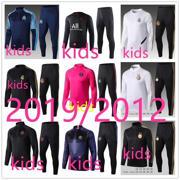 

19 20 real madrid ajax kids soccer tracksuit 2019 2020 mbappe hazard kids boys training suit jogging chandal, Black;yellow