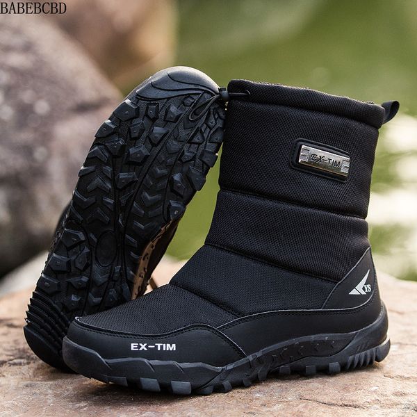 

snow boots men's winter warm plus velvet old man cotton shoes men waterproof non-slip plus thick high help outdoor boots, Black