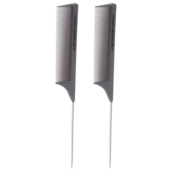 

2x pro antistatic pintail hair combs frizz detangling highlight comb, Silver