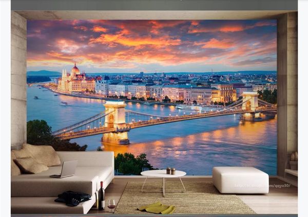 3D индивидуальные большие фотообои обои Трехмерное пространство Европа Венгрия Будапешт пейзаж 3D фон росписи Обои для стен