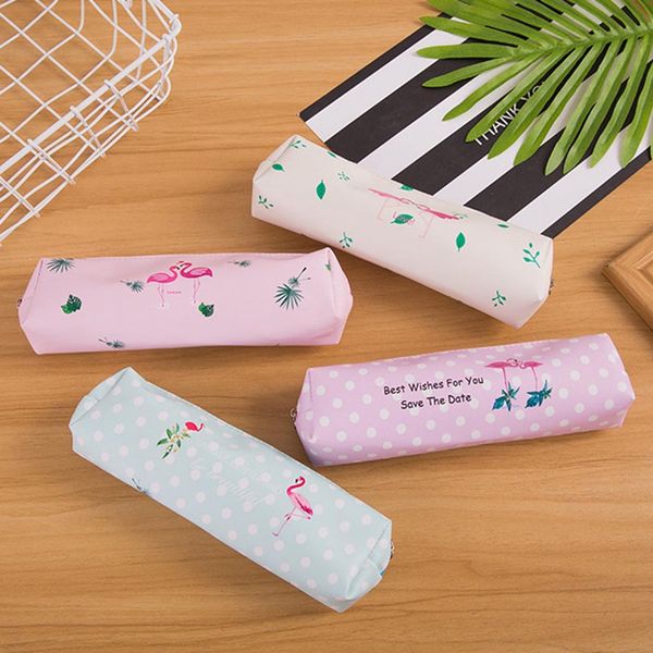 

new kawaii bird pu leather pencil case school office supplies stationery gift cute pencil box pen bag 4 colors