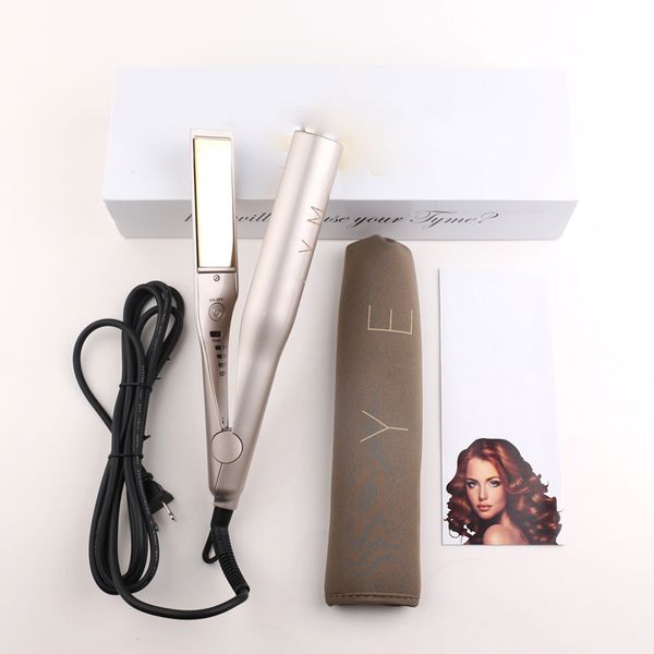 

New tyme hair traightener gold plated titanium plate flat iron fa t hair traightener ceramic hair care tyling tool u eu uk plug