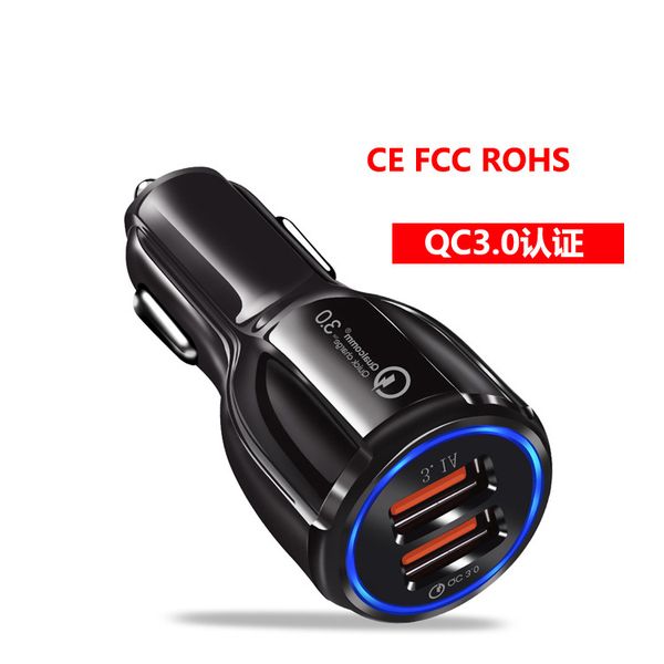 

car fast charger car cigarette lighter socket splitter hub power adapter dual usb port plug phone quick charge 3.0