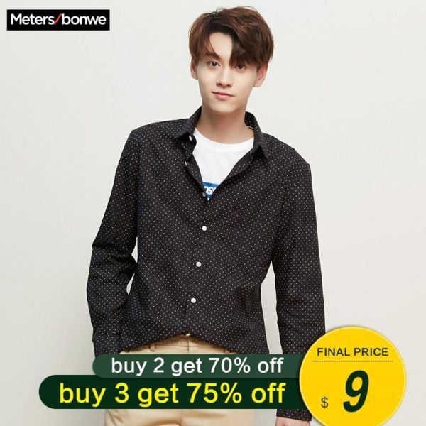 

metersbonwe brand men smart casual shirts 2020 spring autumn male trend handsome long sleeve shirts youth basic, White;black