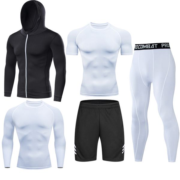 

men's compression running set tight legging shirt pant long sleeves sport clothing teenager tracksuit suit man sportwear dry fit, Black;blue