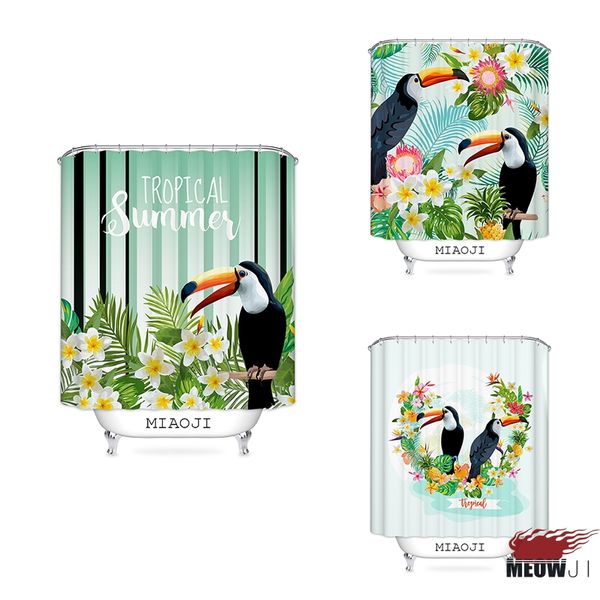 

miaoji] tropical jungle hawaii plant summer toucan birds print shower curtain multi sizes bathroom curtain decor ing