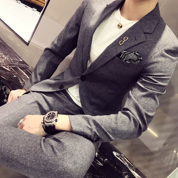 

costume hommes du mariages trois pieces male slim two-piece sets business casual groomsmen dress, White;black