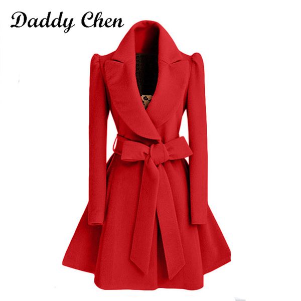

2019 new autumn winter blend coat women slim long trench coats female sweet bow belt windbreaker women cashmere, Tan;black