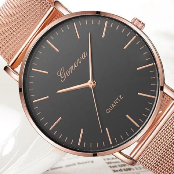 

geneva watch women fashion casual wristwatch stainless steel ladies quartz wrist watch zegarek damski clock saati, Slivery;brown