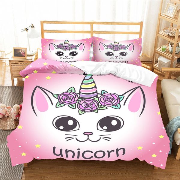 

a bedding set 3d printed duvet cover bed set cartoon unicorn home textiles for adults bedclothes with pillowcase #djs31