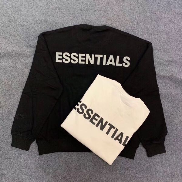 

men and women hip hop streetwear essentials round neck pullover sweatshirt, Black