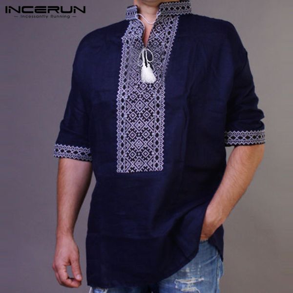 

fashion men clothes shirts men floral embroidery print short sleeve stand collar loose casual shirts camisas chemsie vacation, White;black