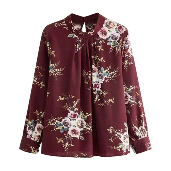 

women blouses casual plus size long sleeve blouse printing v-neck chiffon fashion blouse bluzki damskie, White