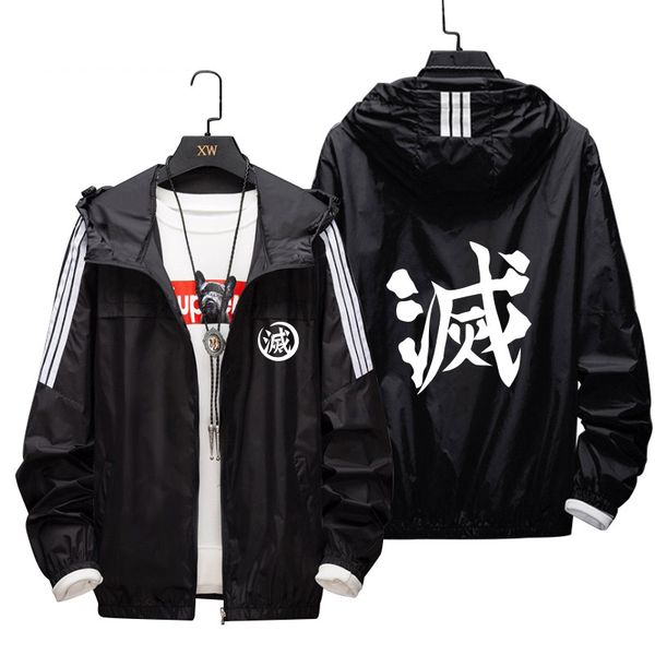 

anime demon slayer: kimetsu no yaiba kamado tanjirou agatsuma zenitsu around zippered coat fashion jacket m-5xl cosplay, Black