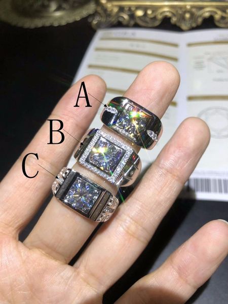 

муассанита, 2 carats.men кольцо, изготовленный на заказ номер, серебро 925, сертификат презентационного cj191203, Slivery;golden