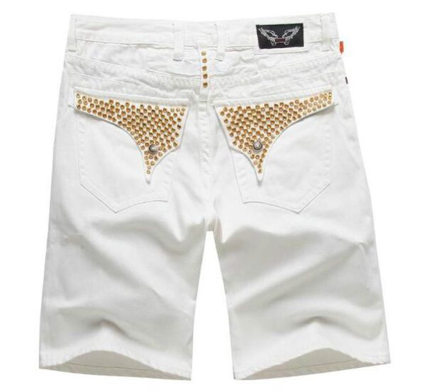 

2020 new men's designer jeans tights casual luxury robin denim shorts brand men's diamond large size denim pants europe and americ, Blue