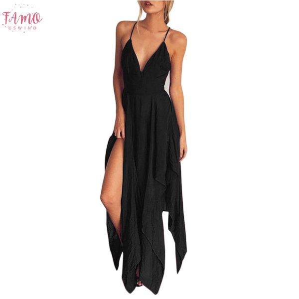 

women backless long dress sleeveless solid party night ankle length v neck dresses long summer dress sukienka damska, Black;gray
