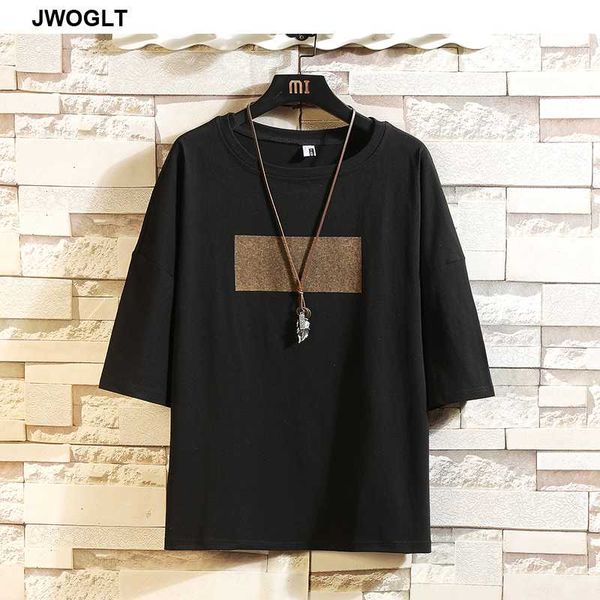 

mens trend t color block t fashion shirts 100% cotton shirt summer korean short sleeve oversized white black casual tees woeqb