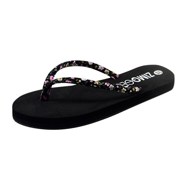 

sleeper #501 2019 new fashion women summer floral sponge cake slip-resistant flip-flops sandals shoes beach casual ing, Black