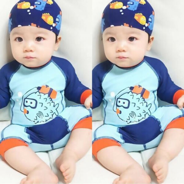 

beach clothing toddler baby kids boy swimwear swimsuit bathing suit uv 50+ rash guard 1-6 years, White