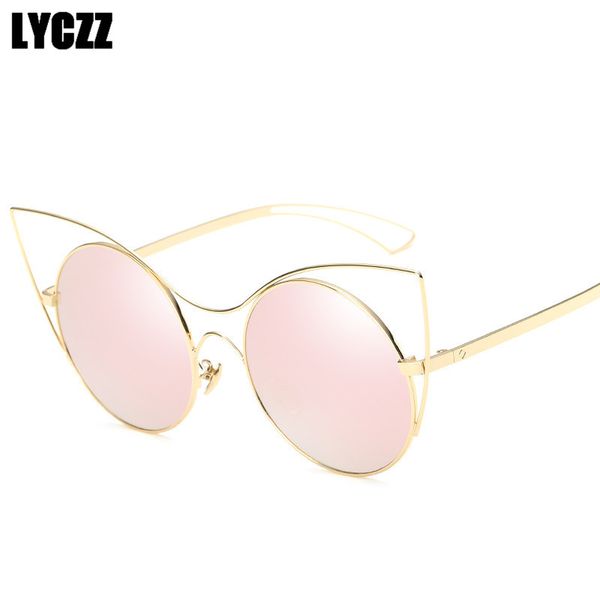 

lyczz round big frame sunglasses ladies cat eye eyewear gafas gradient lens uv400 classic sunglass goggle occhiali da sole donna, White;black
