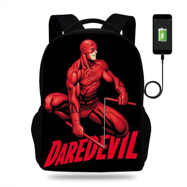 

16-inch popular superhero daredevil print bag the multifunction backpack for men women travel bag for teenagers school