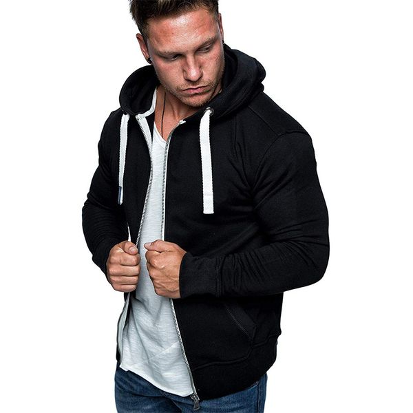 

fashion fleece hoodies men 2019 slim fit fleece hoodie winter black sweatshirts men warm zipper hood sweatshirts for hoodies
