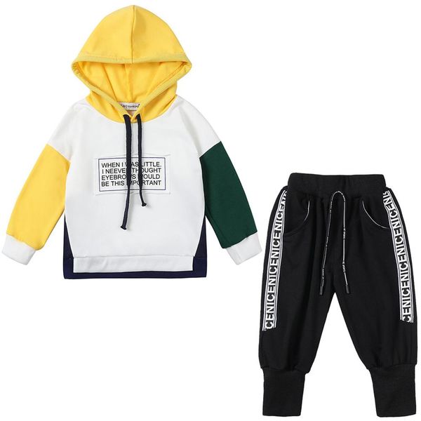 

spring autumn kids cotton clothes sets baby girls boys sports hooded t-shirt pants 2pcs/sets fashion children casual tracksuits, White