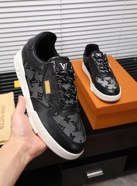 

fast delivery new style luxury high-end men's casual sneakers fashion design brand platform high-men's shoes classic retro pattern, Black