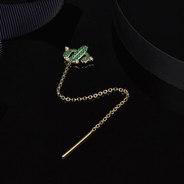

wholesale-yellow silver arc-en-ciel cactus earring with dropping chains, Golden