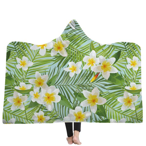 

tropical plant hooded blanket soft fluffy blankets for adults fleece winter throw blanket wearable fleece hoodie throw blankets