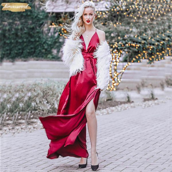 

high slit wrap maxi dress plunge neck draped cross back women long dresses sleeveless a line slip dress, Black;gray