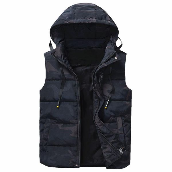 

8xl мужская зимняя повседневная верхняя одежда камуфляж теплая куртка с капюшоном жилет жилет мужчины без рукавов водонепроницаемые куртки п, Black;white