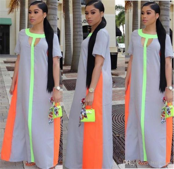 

серый цвет щитовые рынк макси платья лета сыпучие с коротким рукавом женские платья вскользь женская одежда, Black;gray