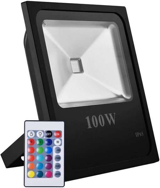 RGB-LED-Flutlicht, 50 W, 100 W, farbwechselndes Sicherheitslicht, 16 Farben, 4 Modi, Flutlicht, Fernbedienung im Lieferumfang enthalten, US-3-Stecker
