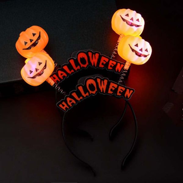 

halloween headbands hair band cosplay costume head accessories glowing pumpkin face hat funny kids party headwear hair sticks clasp
