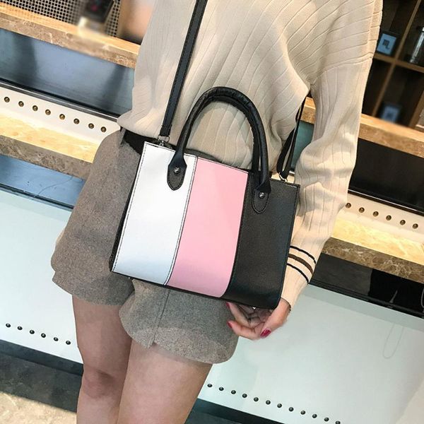 

woman large capacity hit color tote casual bags female crossbody bag leather handbag shoulder bag ladies torebki damskie