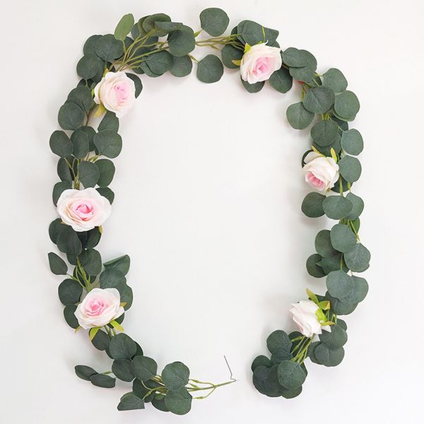 

1x simulated garland artificial vine leaves rattan wreath foliage home display