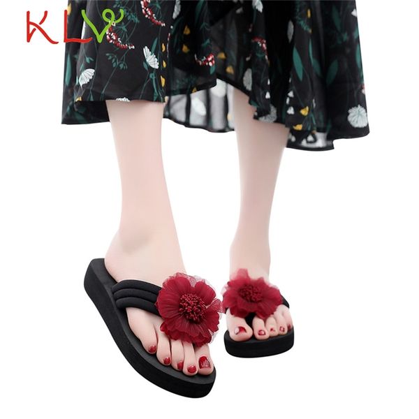 

summer slippers women rome flower flip flops beach home sandal outdoor ladies casual fashion flats shoes zapatillas mujer 19f26, Black