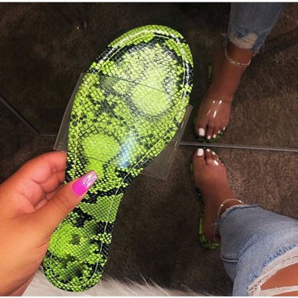 

women slippers fashion summer transparent snake pattern flats women shoes casual outdoor beach ladies plus size slippers, Black