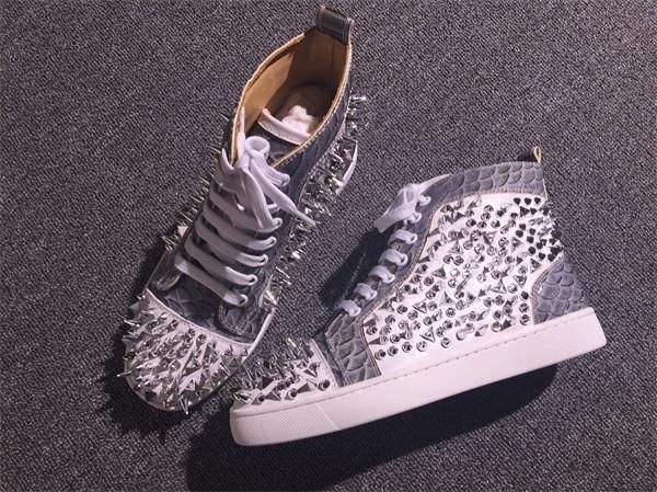 

luxury designer pik pik spikes sneaker flat,red bottom shoes luxury designer high men's rivets leisure flats with box eu35-46, Black