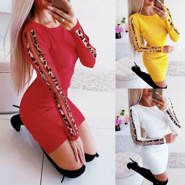 

hirigin womens bandage bodycon long sleeve striped patchwork o neck evening party club short mini dress, Black;gray