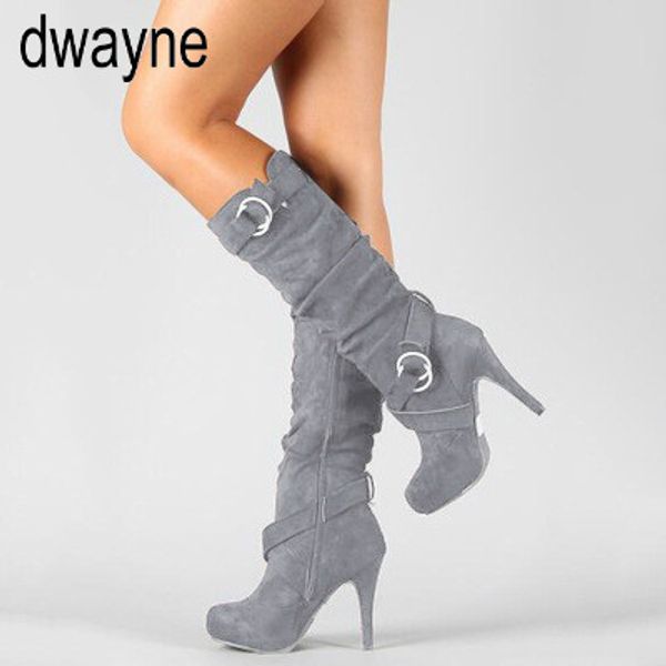 

matin boots platform thin high heels zip ladies chaussure women winter shoes woman zapatos mujer sapato mid calf boots ghn89, Black