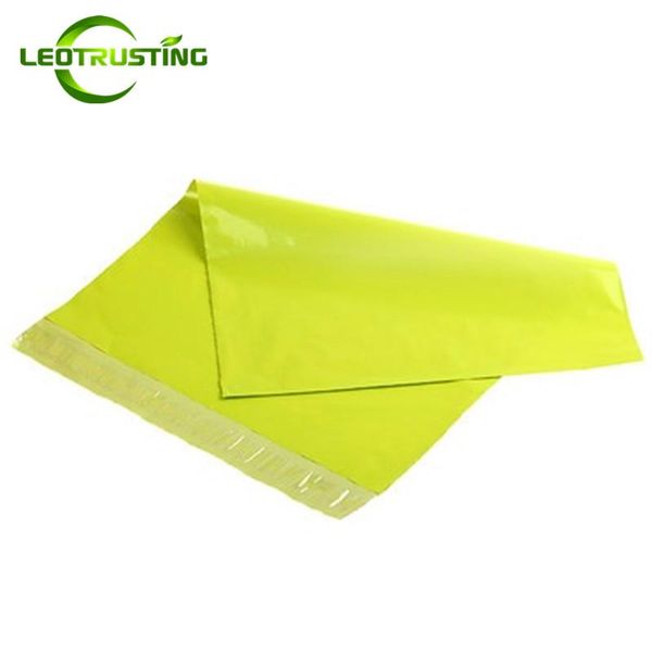 50pcs Leotrusting / lot Sarı-yeşil Poly Zarf Çanta Kendinden mühür Yapışkan Çanta Plastik Poly Mailer Posta Hediyeler Nakliye Paketi Çanta