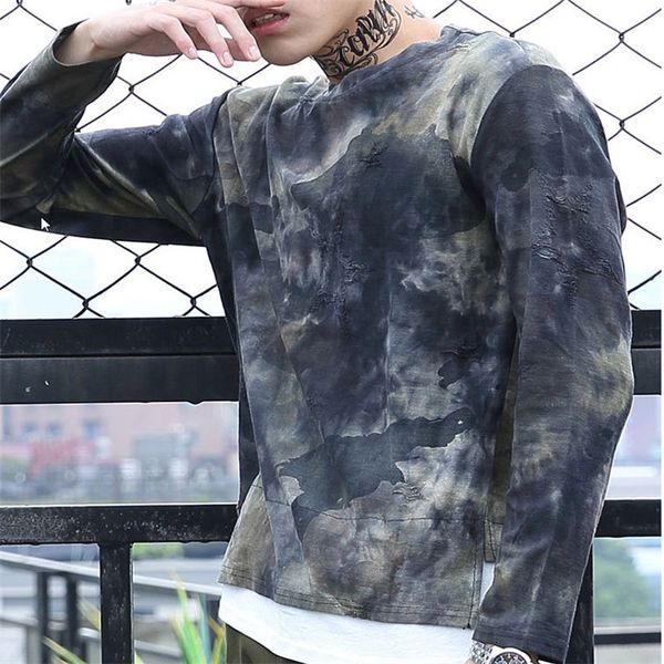 

2018 new fashion trend mens hoodies mens personality camouflage suit long-sleeve street style shirts camouflage color casual loose, Black