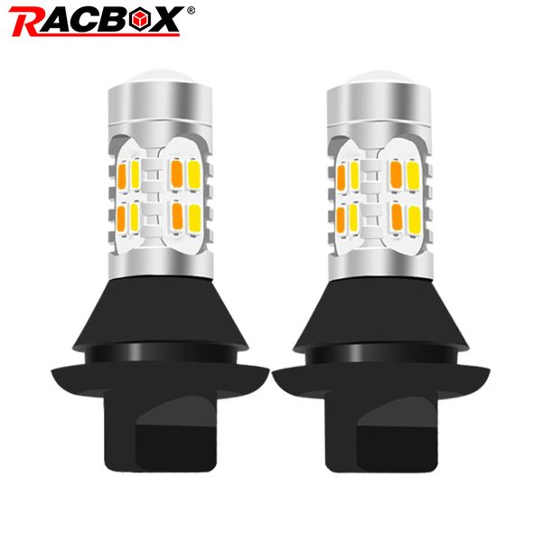 

2pcs 7440 t20 wy21w dual color drl daytime running light led turn signal light white amber canbus waterpoof 12v